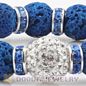 Lava Stone Beaded Basketball Wives Bracelets With Czech Crystal Beads 