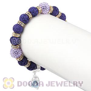 Lava Stone Beaded Basketball Wives Bracelets With Czech Crystal Beads 