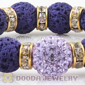 Lava Stone Beaded Basketball Wives Bracelets With Czech Crystal Beads 