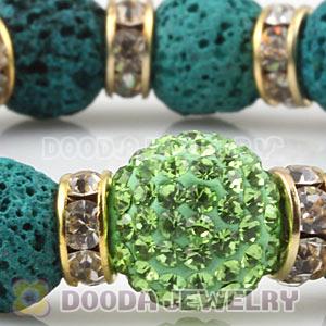 Lava Stone Beaded Basketball Wives Bracelets With Czech Crystal Beads 