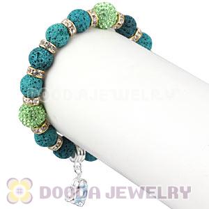 Lava Stone Beaded Basketball Wives Bracelets With Czech Crystal Beads 