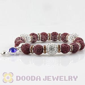 Lava Stone Beaded Basketball Wives Bracelets With Czech Crystal Beads 