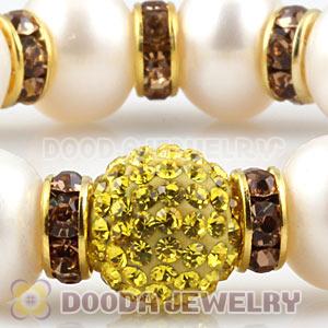 Freshwater Pearl Beaded Basketball Wives Bracelets With Czech Crystal Beads 