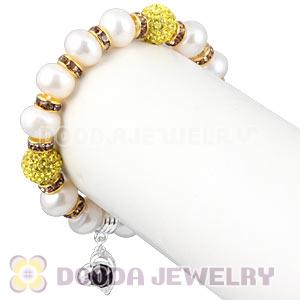 Freshwater Pearl Beaded Basketball Wives Bracelets With Czech Crystal Beads 