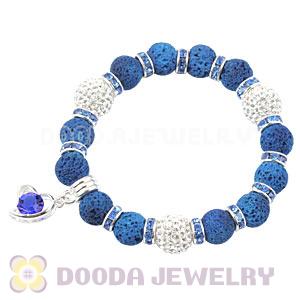 Lava Stone Beaded Basketball Wives Bracelets With Czech Crystal Beads 