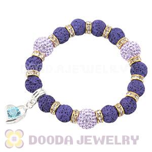 Lava Stone Beaded Basketball Wives Bracelets With Czech Crystal Beads 