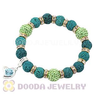 Lava Stone Beaded Basketball Wives Bracelets With Czech Crystal Beads 