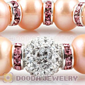 Freshwater Pearl Beaded Basketball Wives Bracelets With Czech Crystal Beads 