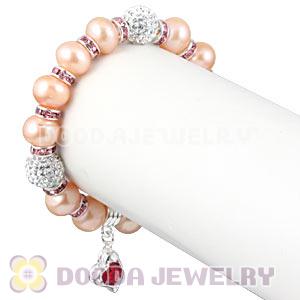 Freshwater Pearl Beaded Basketball Wives Bracelets With Czech Crystal Beads 