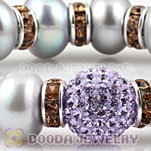 Freshwater Pearl Beaded Basketball Wives Bracelets With Czech Crystal Beads 