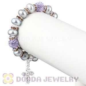 Freshwater Pearl Beaded Basketball Wives Bracelets With Czech Crystal Beads 