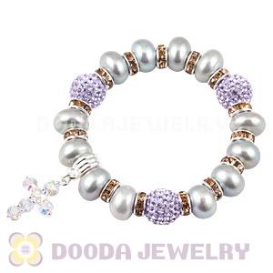 Freshwater Pearl Beaded Basketball Wives Bracelets With Czech Crystal Beads 