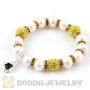 Freshwater Pearl Beaded Basketball Wives Bracelets With Czech Crystal Beads 