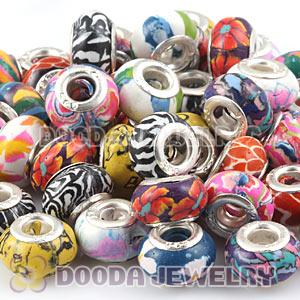 Mix 50 Pcs Different Styles Alloy Core Polymer Clay Fimo Beads European Compatible