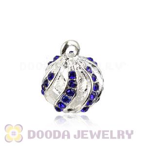 Fashion 12mm Silver Plated Alloy Pendants With Blue Stones Wholesale