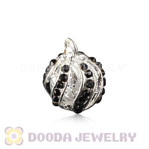 Fashion 12mm Silver Plated Alloy Pendants With Black Stones Wholesale