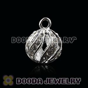 Fashion 12mm Silver Plated Alloy Pendants With White Stones Wholesale