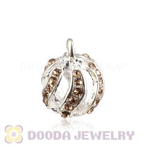 Fashion 12mm Silver Plated Alloy Pendants With Yellow Stones Wholesale
