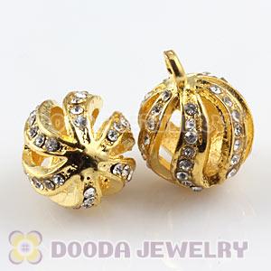 Fashion 14mm Gold Plated Alloy Pendants With White Stones Wholesale