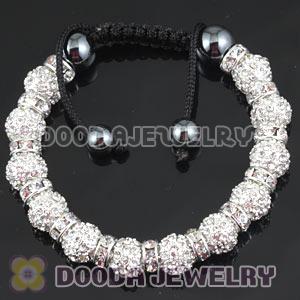 Handmade Style TresorBeads White Crystal Ball Bead Bracelets With Hematite