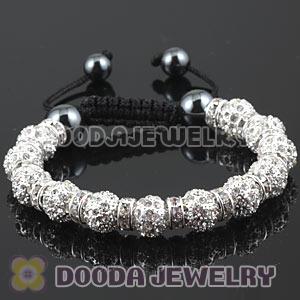 Handmade Style TresorBeads White Crystal Ball Bead Bracelets With Hematite