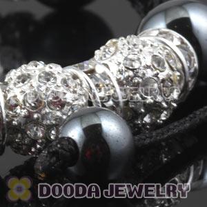 Handmade Style TresorBeads White Crystal Ball Bead Bracelets With Hematite