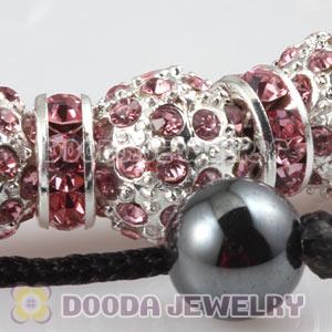 Handmade Style TresorBeads Pink Crystal Ball Bead Bracelets With Hematite