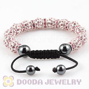 Handmade Style TresorBeads Pink Crystal Ball Bead Bracelets With Hematite