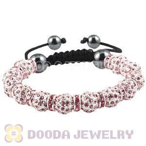 Handmade Style TresorBeads Pink Crystal Ball Bead Bracelets With Hematite