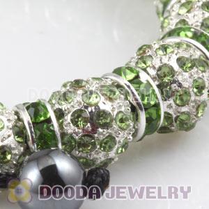 Handmade Style TresorBeads Green Crystal Ball Bead Bracelets With Hematite