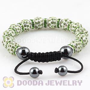 Handmade Style TresorBeads Green Crystal Ball Bead Bracelets With Hematite