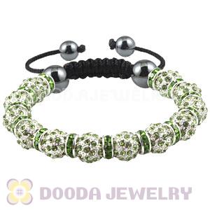 Handmade Style TresorBeads Green Crystal Ball Bead Bracelets With Hematite