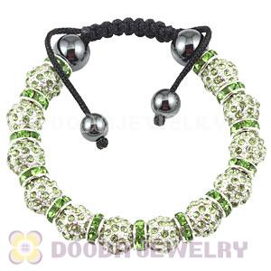 Handmade Style TresorBeads Green Crystal Ball Bead Bracelets With Hematite