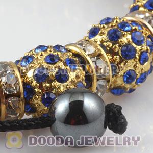 Handmade Style TresorBeads Blue Crystal Ball Bead Bracelets With Hematite