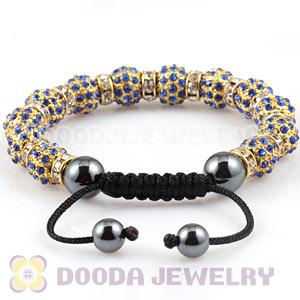 Handmade Style TresorBeads Blue Crystal Ball Bead Bracelets With Hematite