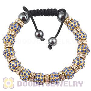 Handmade Style TresorBeads Blue Crystal Ball Bead Bracelets With Hematite