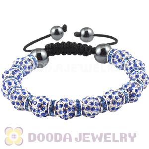 Handmade Style TresorBeads Blue Crystal Ball Bead Bracelets With Hematite