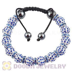 Handmade Style TresorBeads Blue Crystal Ball Bead Bracelets With Hematite