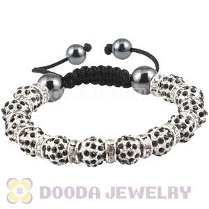 Handmade Style TresorBeads Blck Crystal Ball Bead Bracelets With Hematite