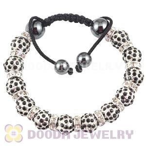 Handmade Style TresorBeads Blck Crystal Ball Bead Bracelets With Hematite