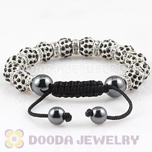 Handmade Style TresorBeads Blck Crystal Ball Bead Bracelets With Hematite