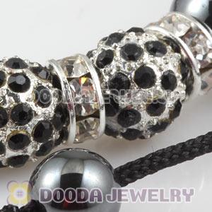 Handmade Style TresorBeads Blck Crystal Ball Bead Bracelets With Hematite