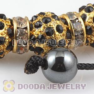 Handmade Style TresorBeads Blck Crystal Ball Bead Bracelets With Hematite