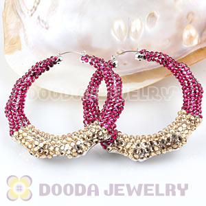 Cheap 80mm Basketball Wives Bamboo Crystal Hoop Earrings Wholesale