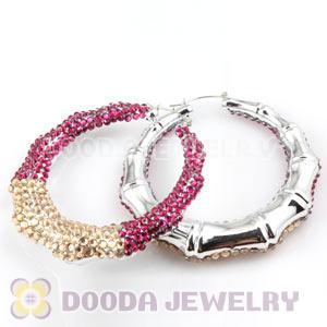 Cheap 80mm Basketball Wives Bamboo Crystal Hoop Earrings Wholesale