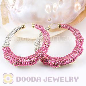 Cheap 80mm Basketball Wives Bamboo Crystal Hoop Earrings Wholesale