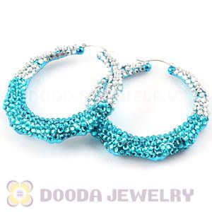 Cheap 80mm Basketball Wives Bamboo Crystal Hoop Earrings Wholesale