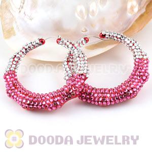 Cheap 80mm Basketball Wives Bamboo Crystal Hoop Earrings Wholesale