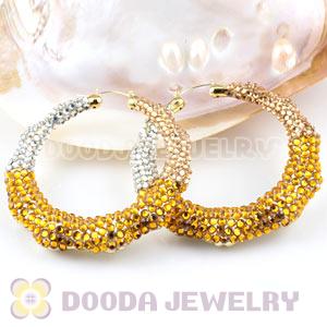 Cheap 80mm Basketball Wives Bamboo Crystal Hoop Earrings Wholesale