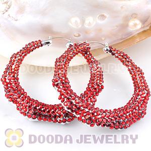 Cheap 80mm Basketball Wives Bamboo Crystal Hoop Earrings Wholesale